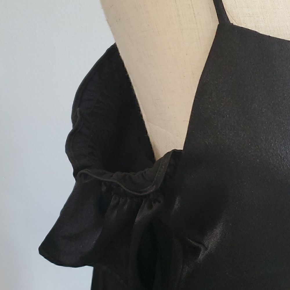 Kimchi Blue Black Satin Off Shoulder Dress - Picture 3 of 7